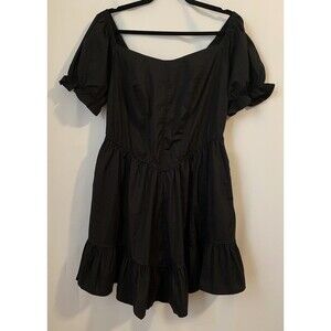 NWT Torrid Nightfall Womens Size 12 Dress Puff Sleeve Deep Black Pockets NWT